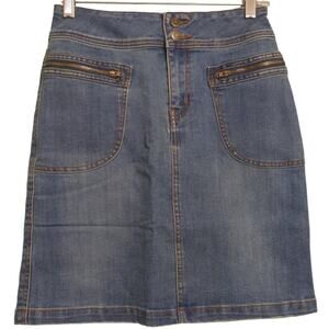 Prana Broadway Skirt Denim Jean True Blue Stretch Organic Pockets 2 New